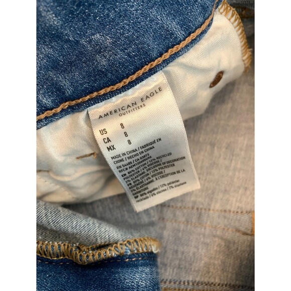 American Eagle Shorts Womens 8 Midi Cut-Off Distressed Stretch Embroidered Denim - Picture 9 of 10